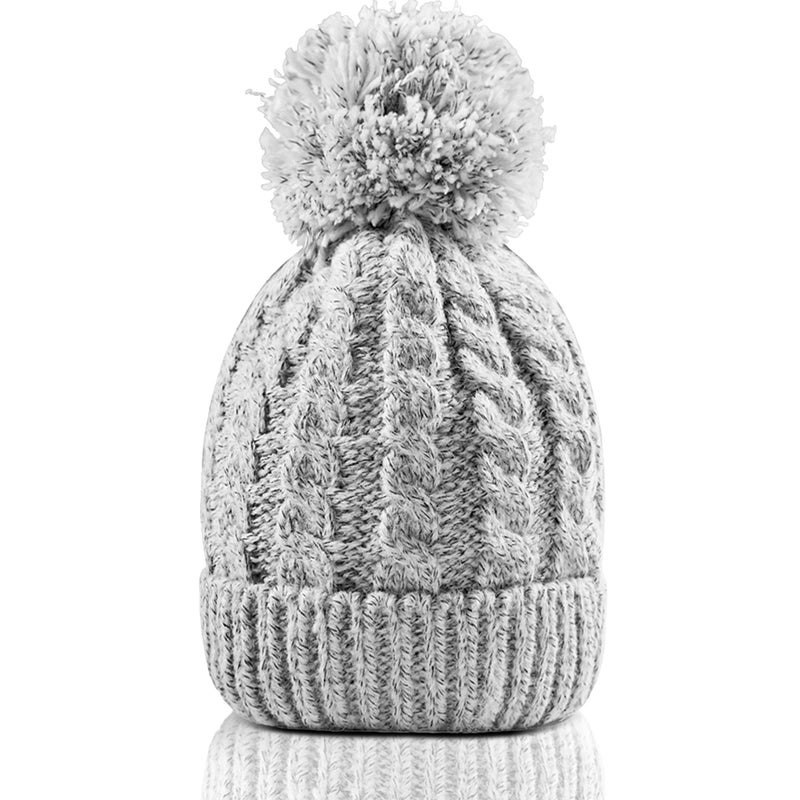 Whiteleopard Women's Winter Beanie Warm Fleece Lining - Thick Slouchy Cable Knit Skull Hat Ski Cap Grey - Image 1